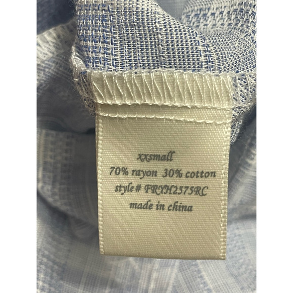 Harper Draped Blouse High-Low Hemline Stripe Pattern Sleeveless Blue/White XXS - Picture 8 of 8